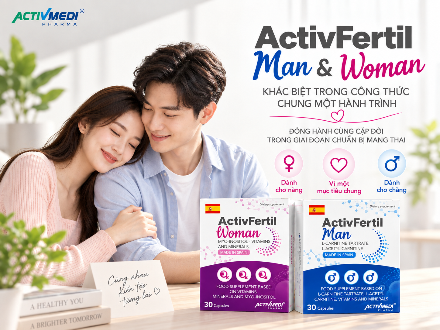 ActivFertil Man & Woman – bổ sung dưỡng chất cho nam và nữ trong giai đoạn chuẩn bị mang thai.