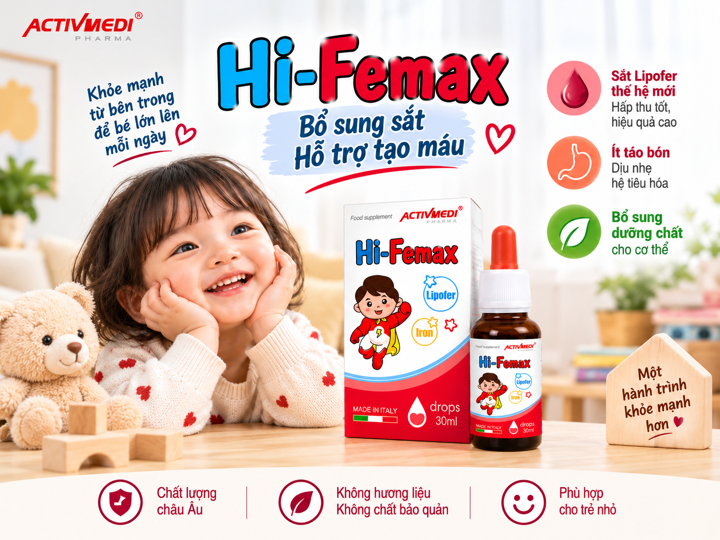 Bổ sung sắt cho bé với Hi-Femax dạng nhỏ giọt